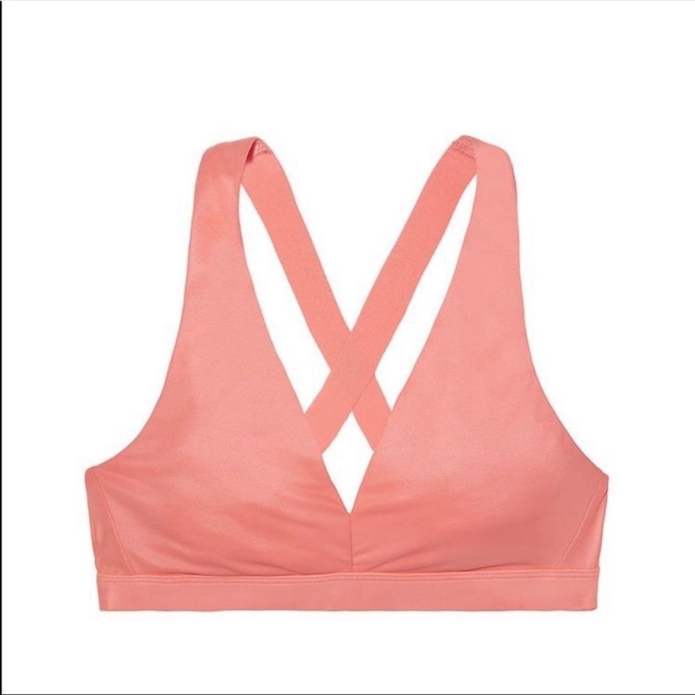 Victoria’s Secret Sport shine plunge Wet Look Unlined Sexy sports bra Voral L